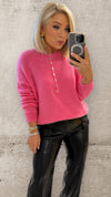 THE ALPINE HALF BUTTON - PINK Knitwear Le Point Parisien 
