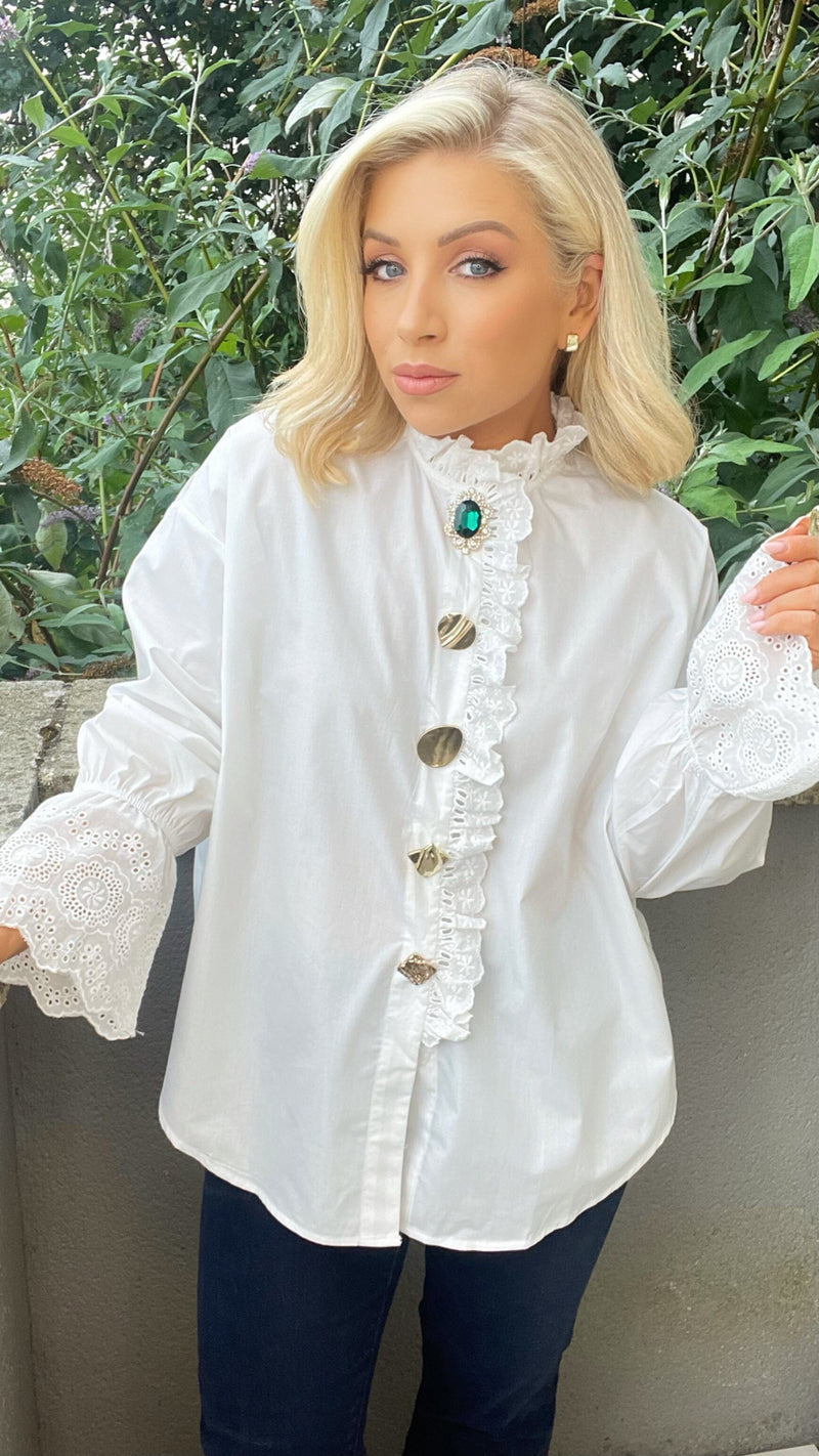 CASSIDY BAROQUE SHIRT - WHITE Coco Boutique 