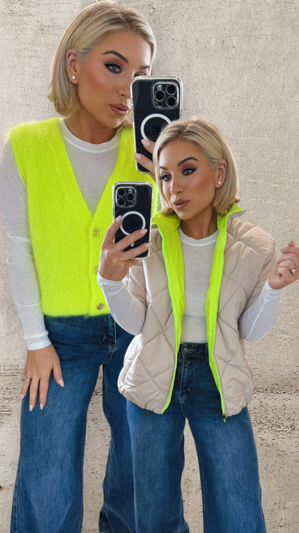 NEON LUXE KNIT GILET - NEON YELLOW Gilet Coco Boutique 