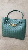 THE LUXE WOVEN TOTE - FOREST GREEN Coco Boutique 
