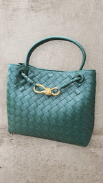 THE LUXE WOVEN TOTE - FOREST GREEN Coco Boutique 
