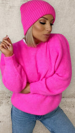 THE PETRA SWEATER - NEON PINK Knitwear Gigi Lu 