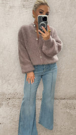 THE ÉLISE MOHAIR CARDIGAN- TAUPE Knitwear Goldie S 