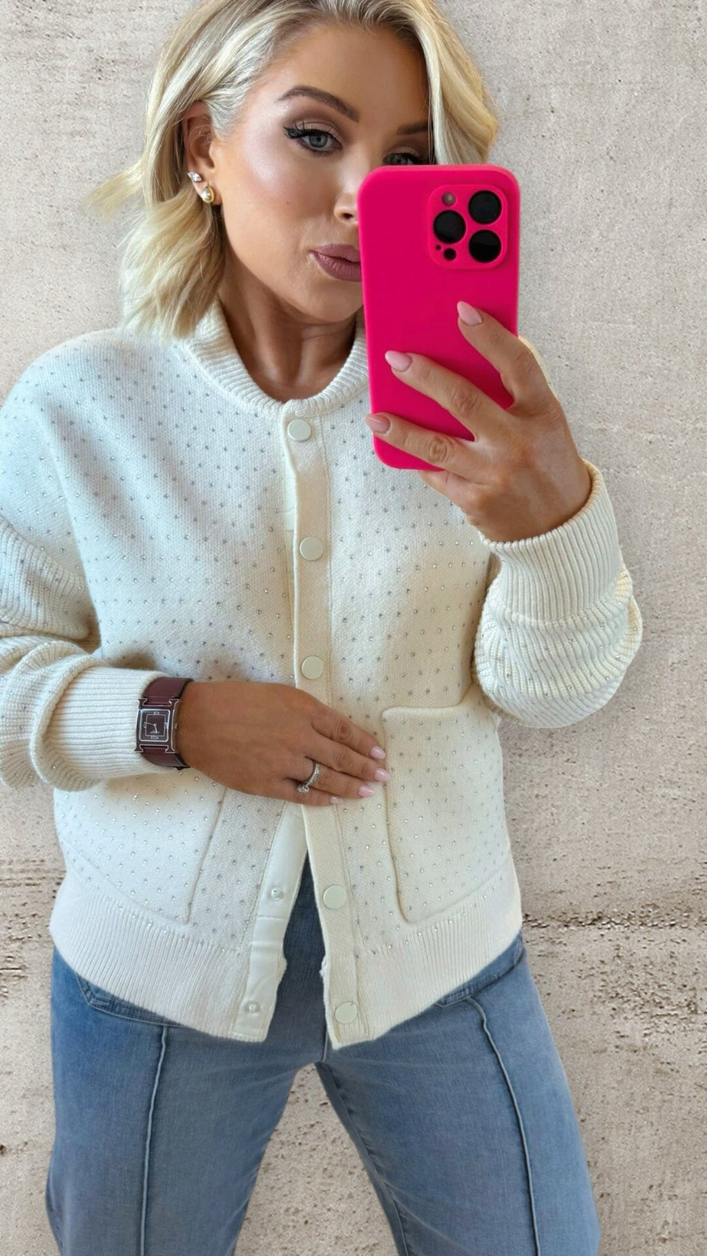 THE AURORA BOMBER - CREAM Knitwear Neline 
