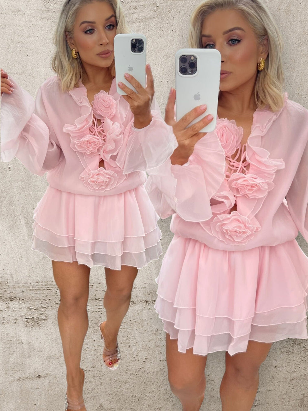 BABY PINK CHIFFON MINI DRESS Dresses Orlinn 