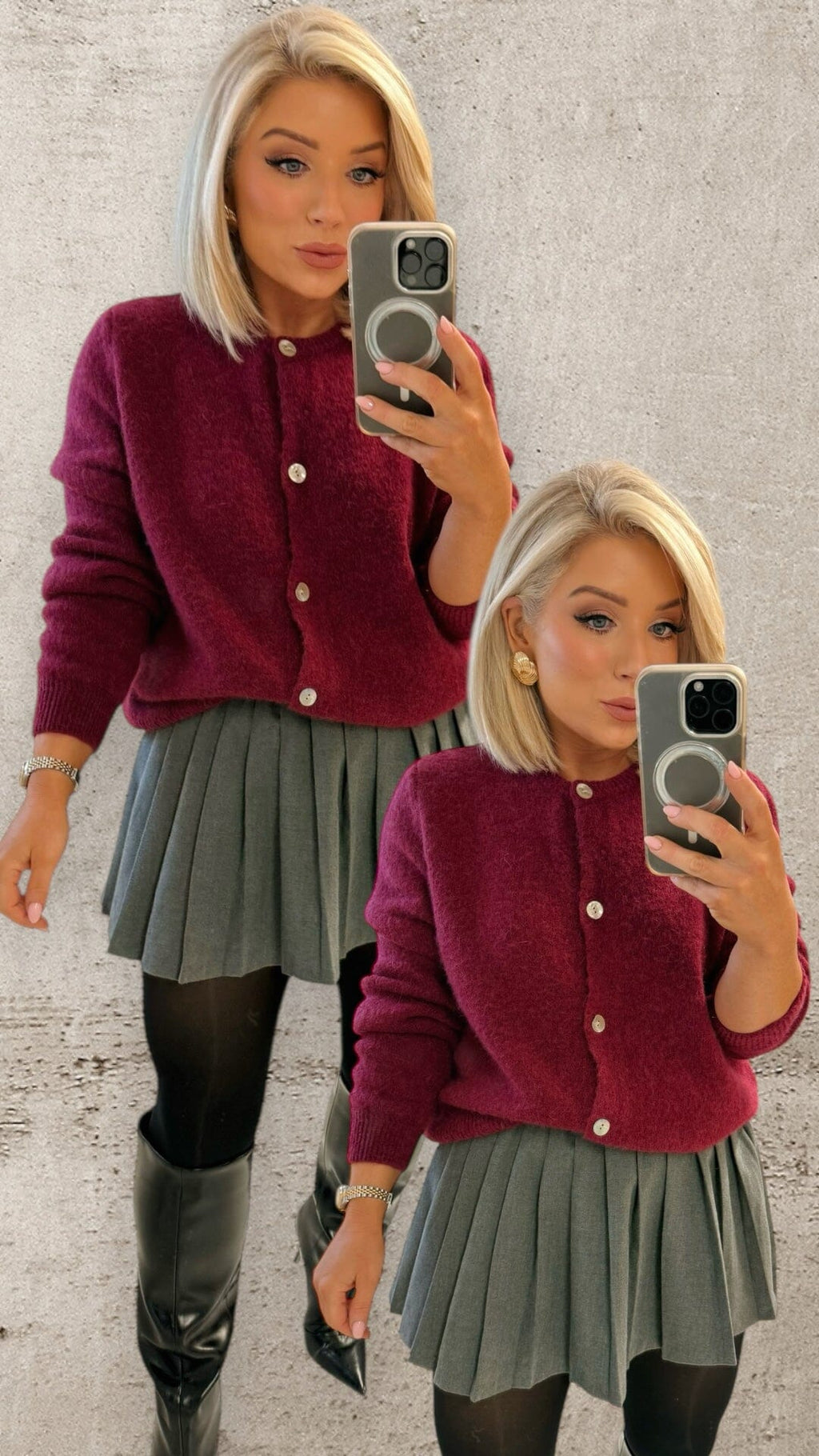 THE DAHLIA CARDI - BORDEAUX Knitwear Le Point Parisien 