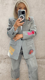 THE ICON EDIT BLAZER - GREY PINSTRIPE Coco Boutique 