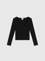 ALEX RIBBED TOP - BLACK Tops & Jumpers Agnes 