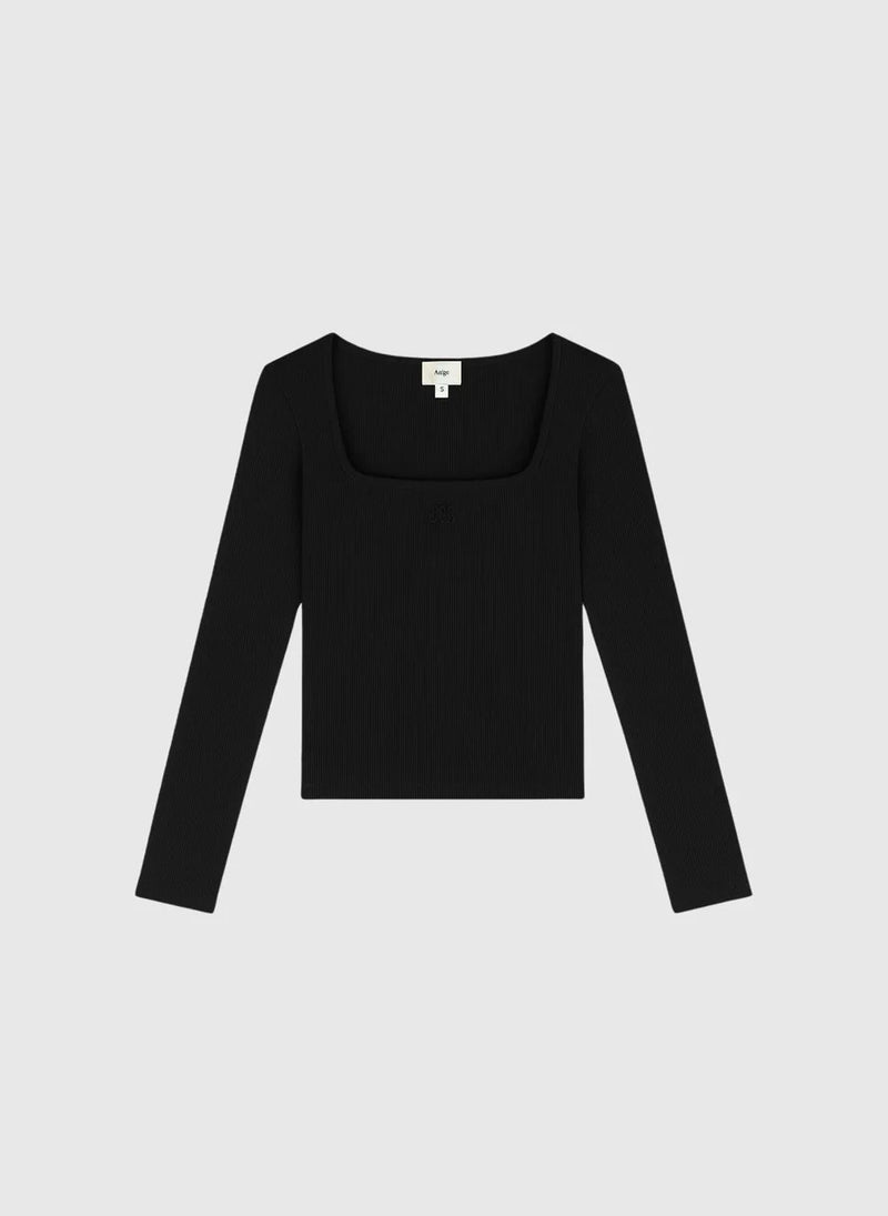ALEX RIBBED TOP - BLACK Tops & Jumpers Agnes 