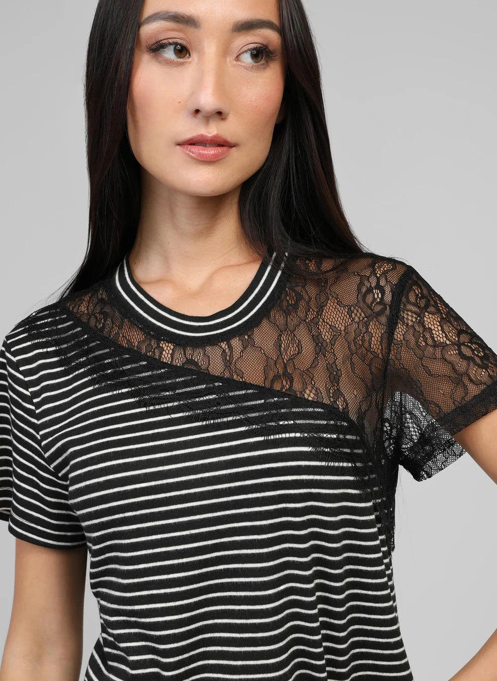 MARGE STRIPED LACE TEE Tops & Jumpers Agnes 