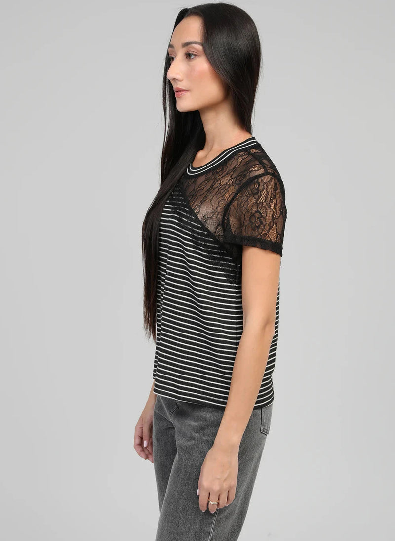 MARGE STRIPED LACE TEE Tops & Jumpers Agnes 