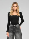 ALEX RIBBED TOP - BLACK Tops & Jumpers Agnes 