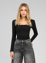 ALEX RIBBED TOP - BLACK Tops & Jumpers Agnes 