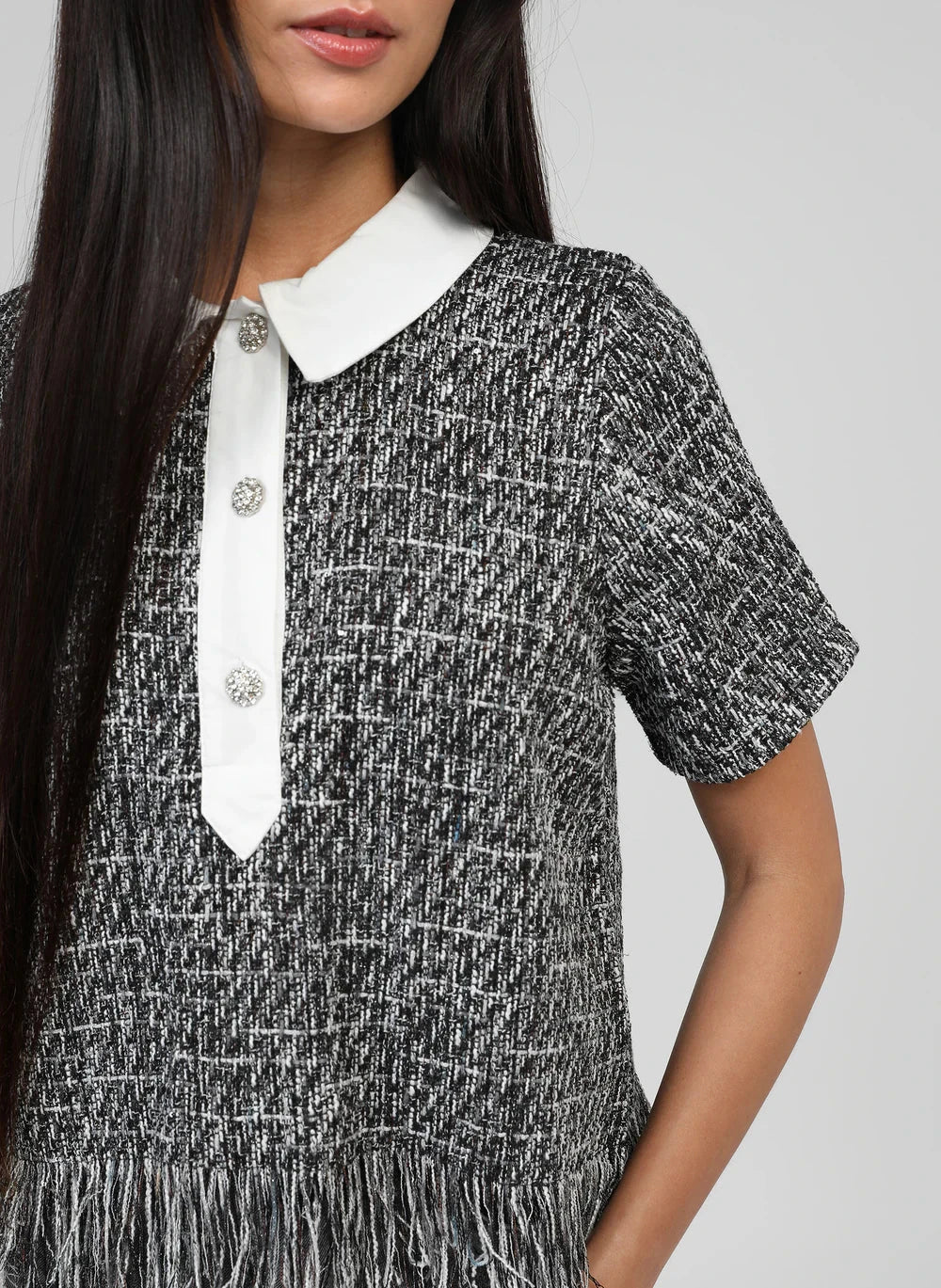 AMY TWEED TOP - BLACK Tops & Jumpers Agnes 