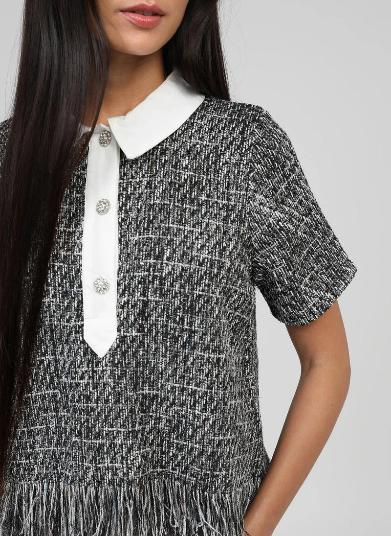AMY TWEED TOP - BLACK Tops & Jumpers Agnes 