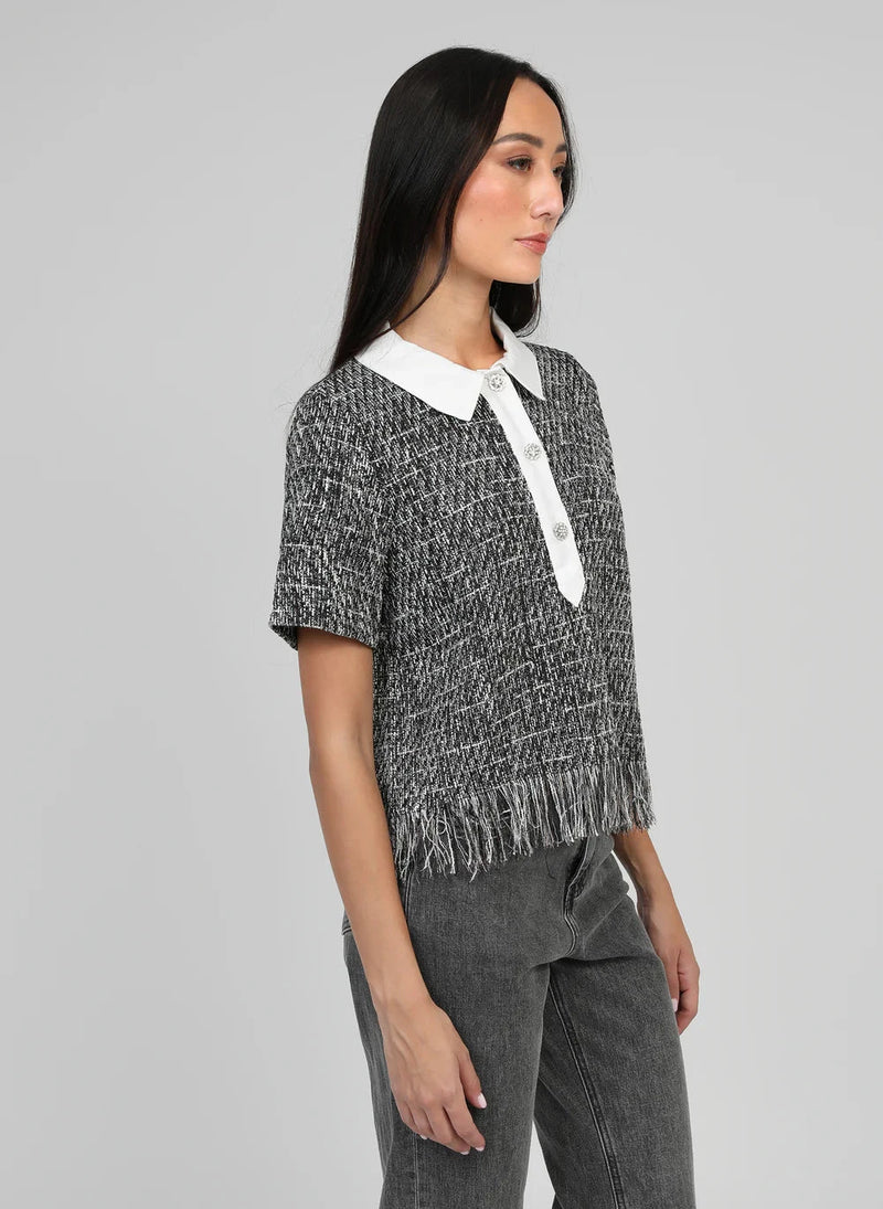 AMY TWEED TOP - BLACK Tops & Jumpers Agnes 