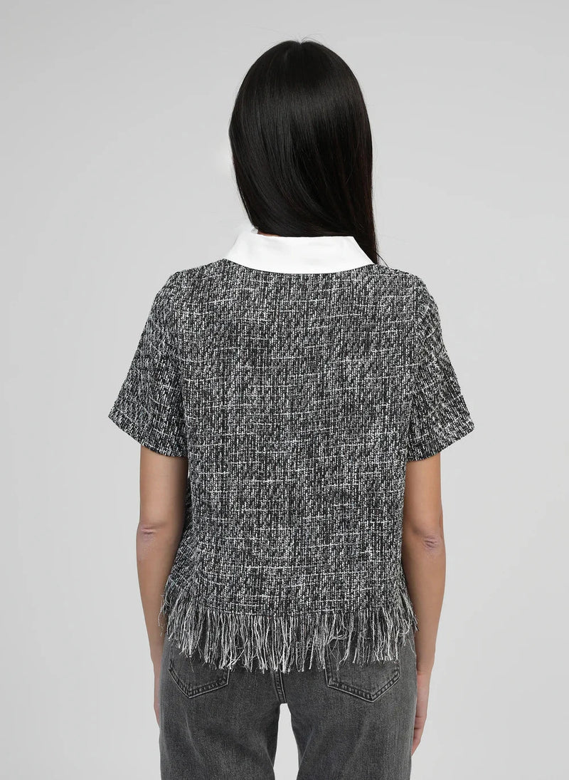 AMY TWEED TOP - BLACK Tops & Jumpers Agnes 