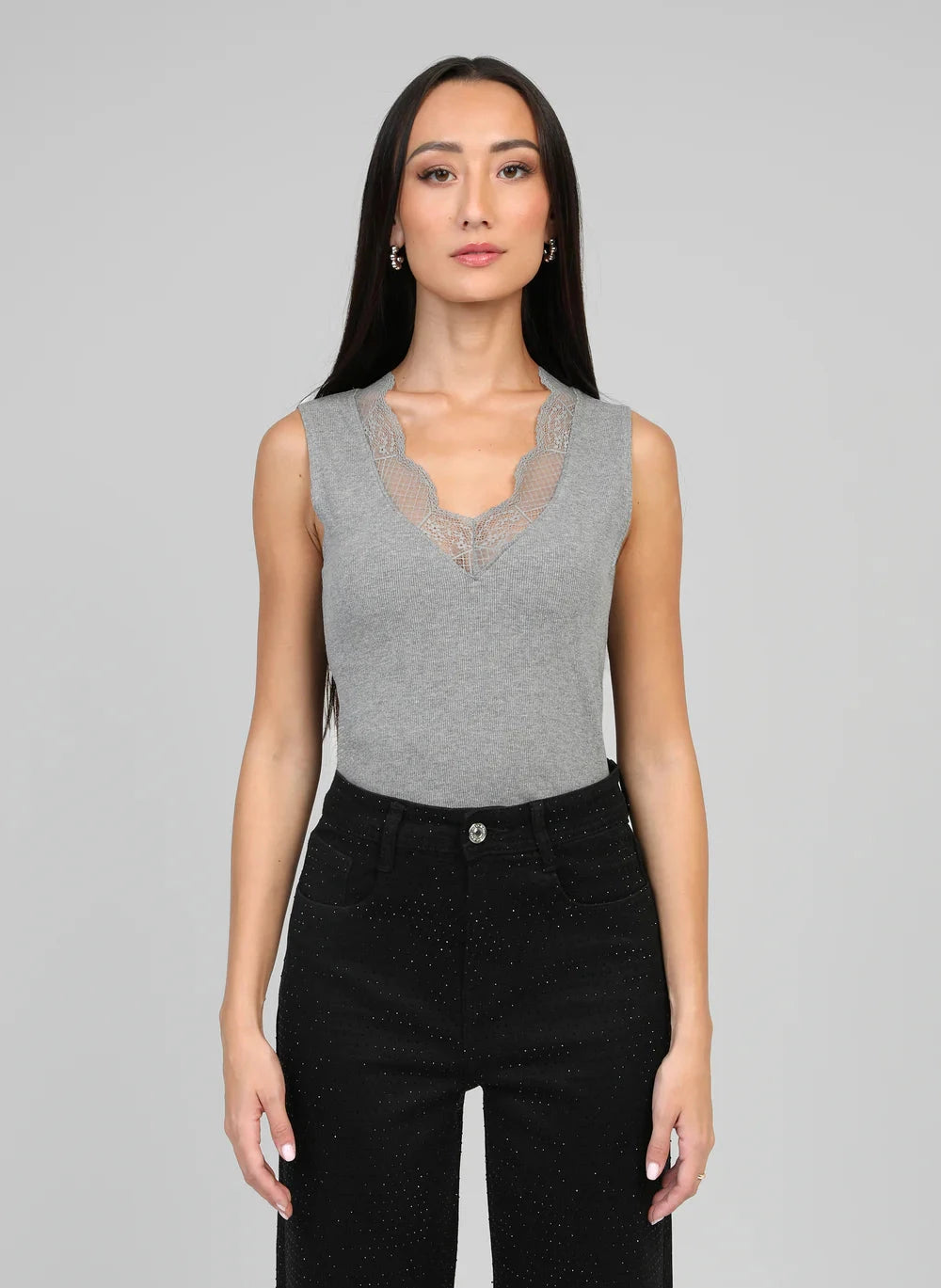ALICE GREY LACE-TRIM TANK Tops & Jumpers Agnes 