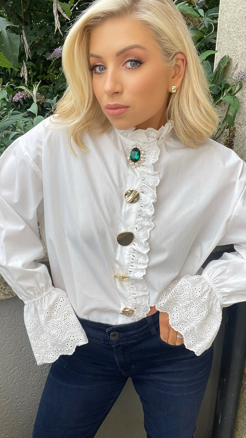 CASSIDY BAROQUE SHIRT - WHITE Coco Boutique 