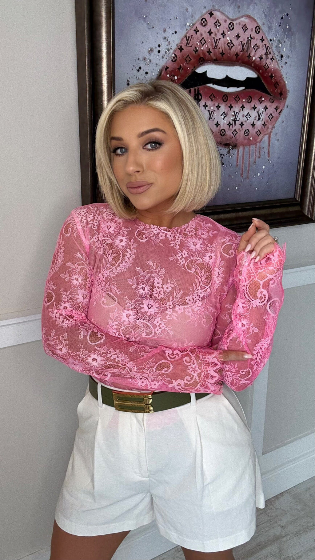 THE LUMEN LACE TOP - FLUO PINK Tops & Jumpers Coco Boutique 