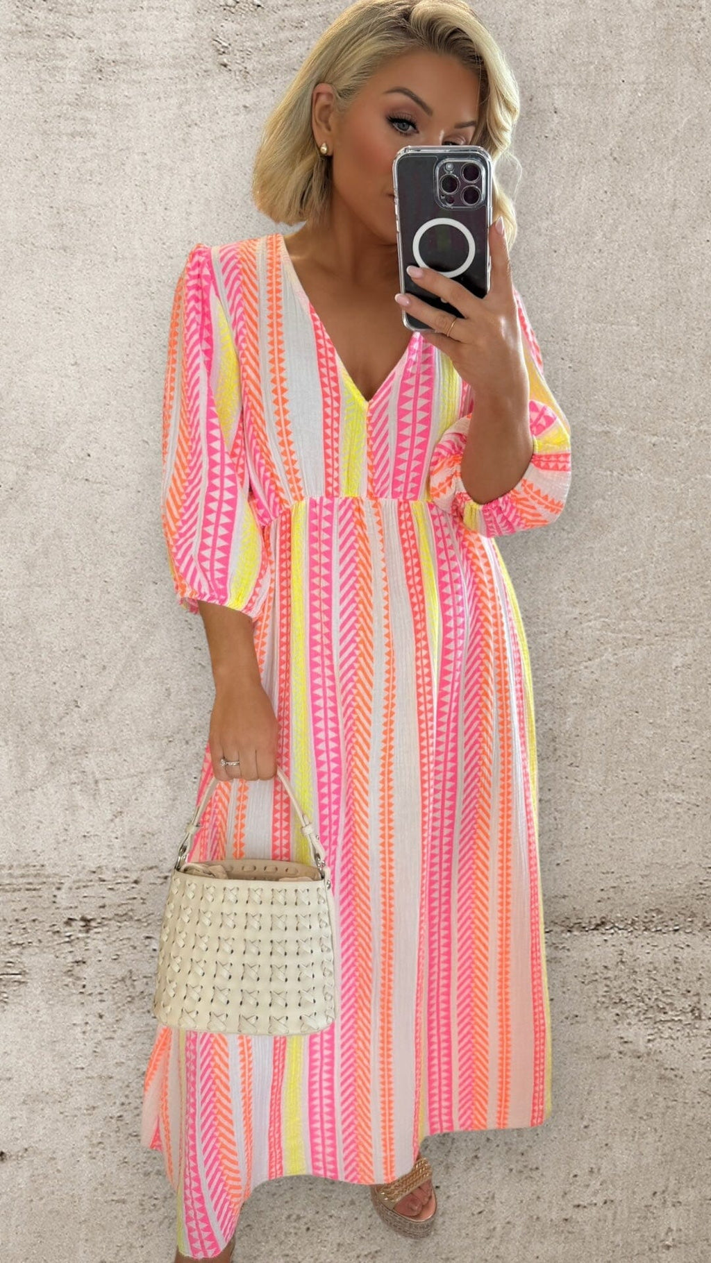 THE CALYPSO DRESS - WHITE/PINK Dresses Coco Boutique 