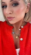 THE DAHLIA CARDI - FLAME RED Knitwear Coco Boutique 