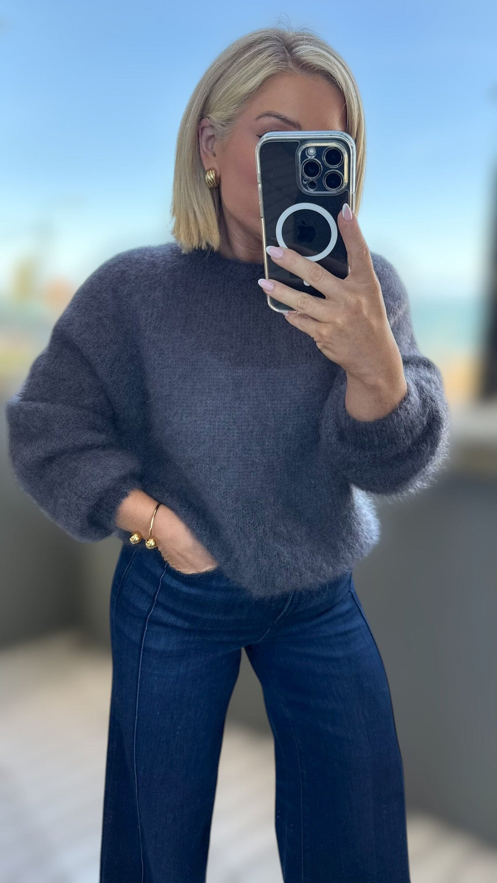 THE AMARA MOHAIR LUXURY KNIT - SLATE Knitwear Gigi Lu 