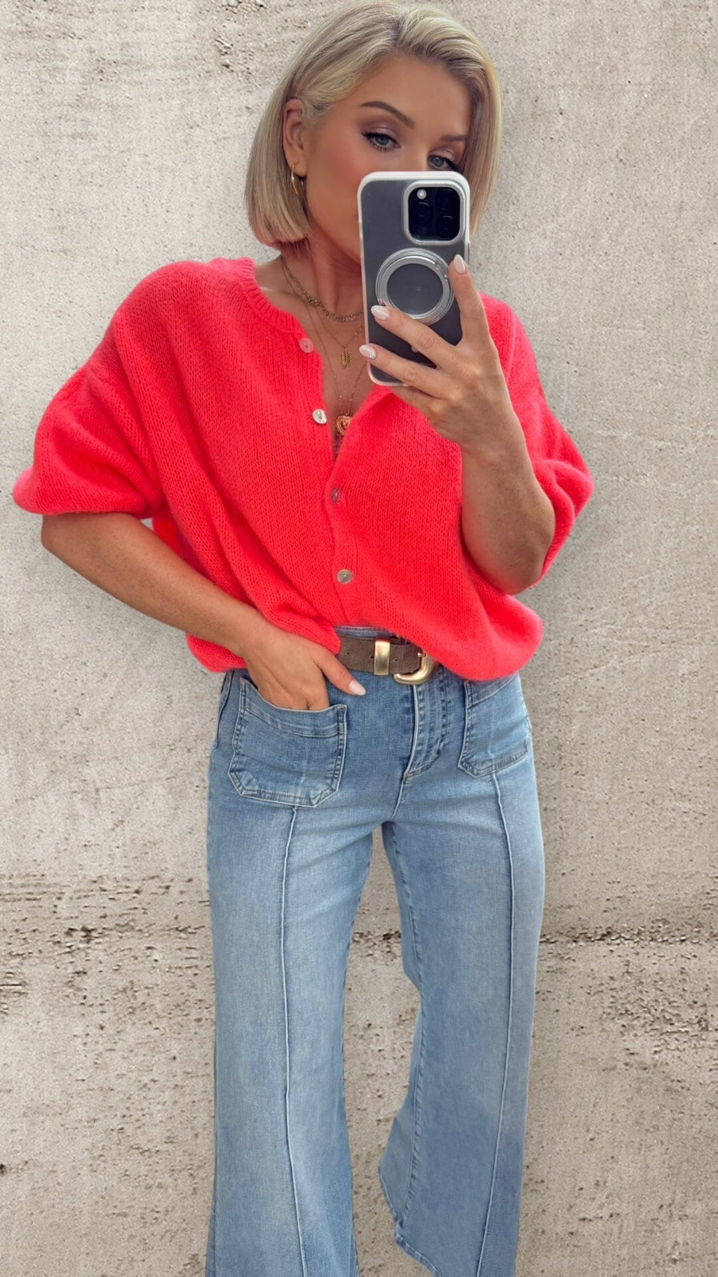 FLUO CORAL HAZE KNIT Tops & Jumpers CG Luxe 