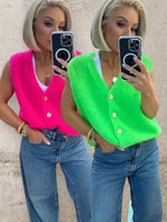 NEON LUXE KNIT GILET - NEON GREEN Gilet Coco Boutique 
