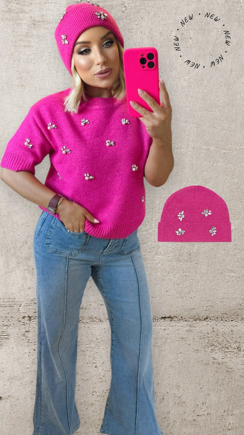 CRYSTAL BLOSSOM KNIT - FUSCHIA Knitwear Agnes 