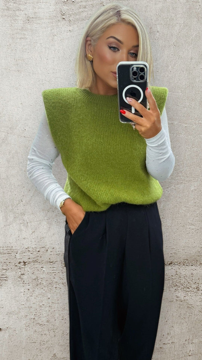 THE NOVA TANK - OLIVE Knitwear Gigi Lu 