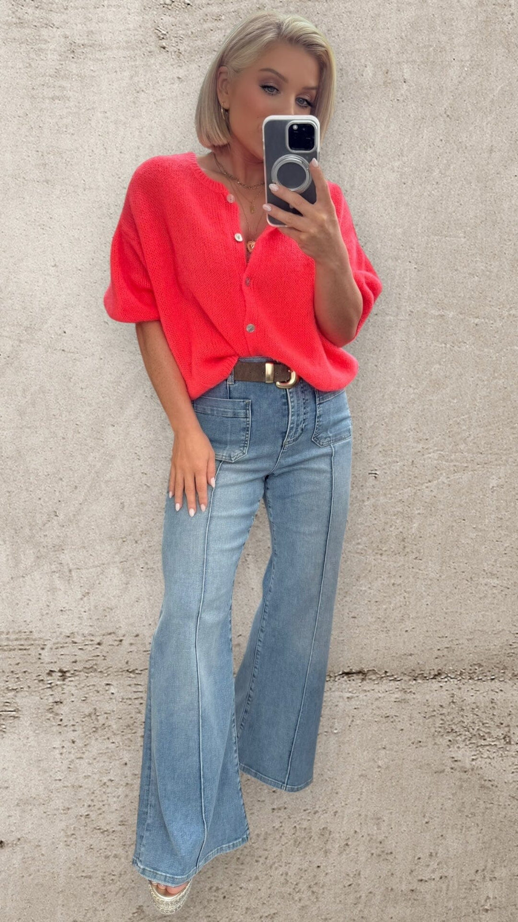FLUO CORAL HAZE KNIT Tops & Jumpers CG Luxe 