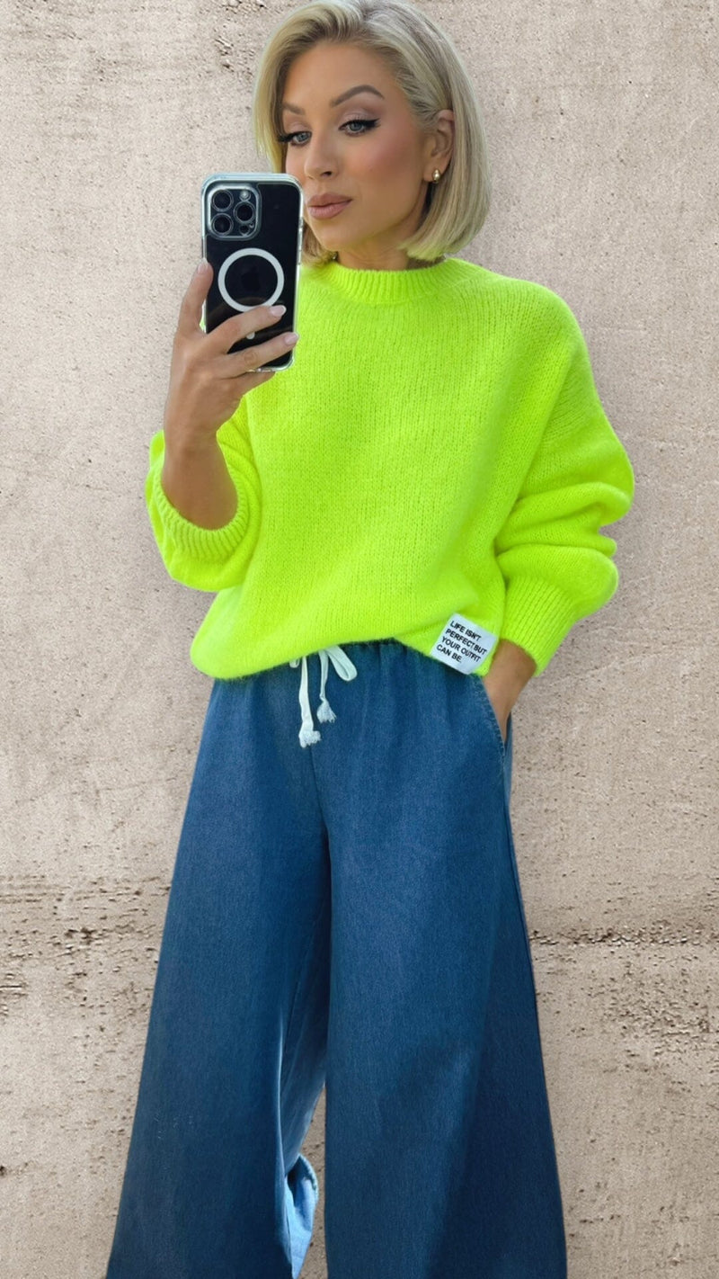 GLOW MODE SWEATER - NEON YELLOW Tops & Jumpers Coco Boutique 