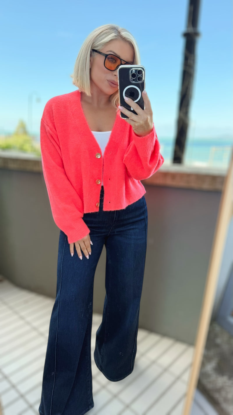THE ELECTRA CARDI - NEON CORAL