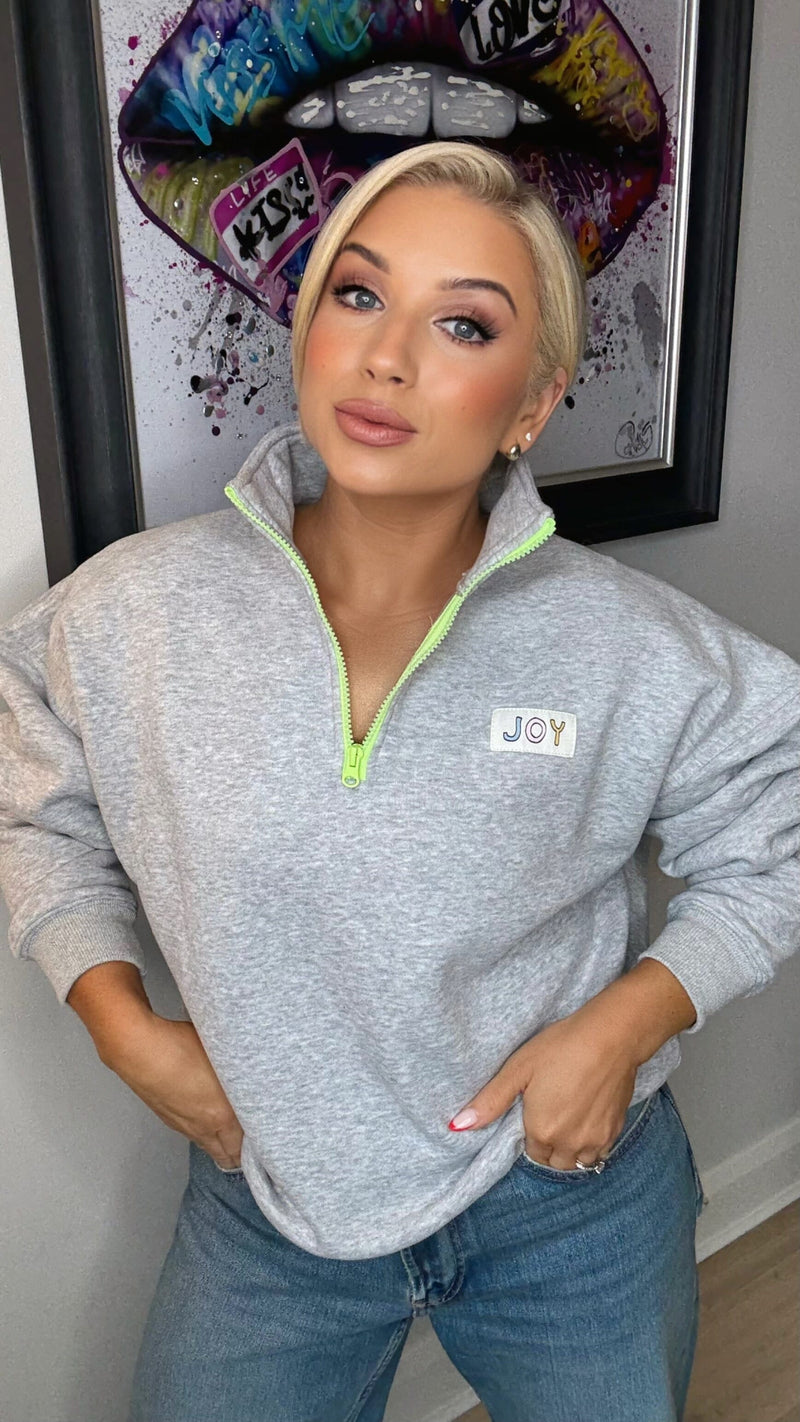 THE JOY HALF ZIP - GREY MARL Sweatshirt Easy mood 