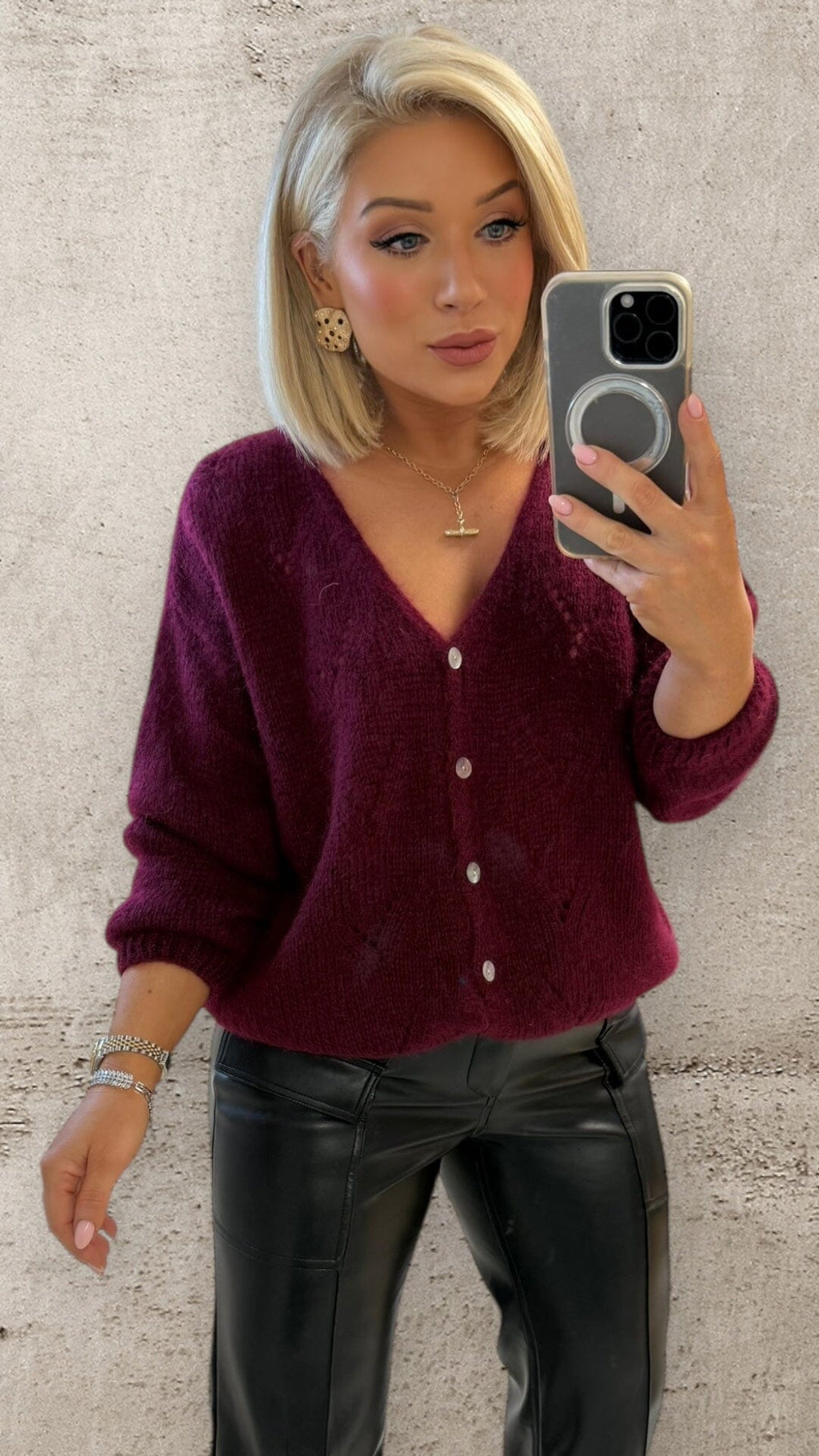 THE OPAL CARDIGAN - MERLOT Knitwear Mayeli 