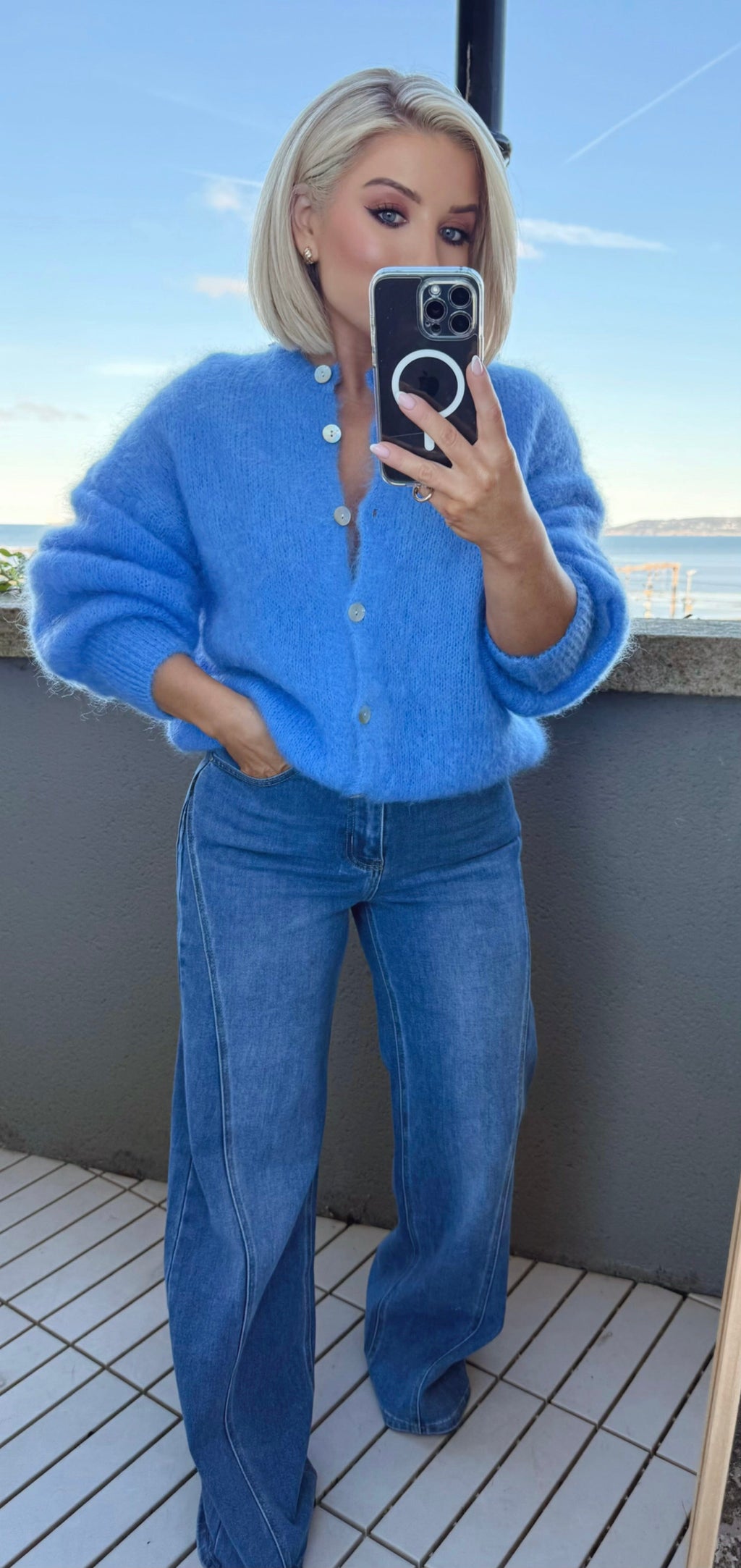 THE ÉLISE MOHAIR CARDIGAN- BLUE Knitwear Goldie S 