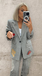 THE ICON EDIT BLAZER - GREY PINSTRIPE Coco Boutique 