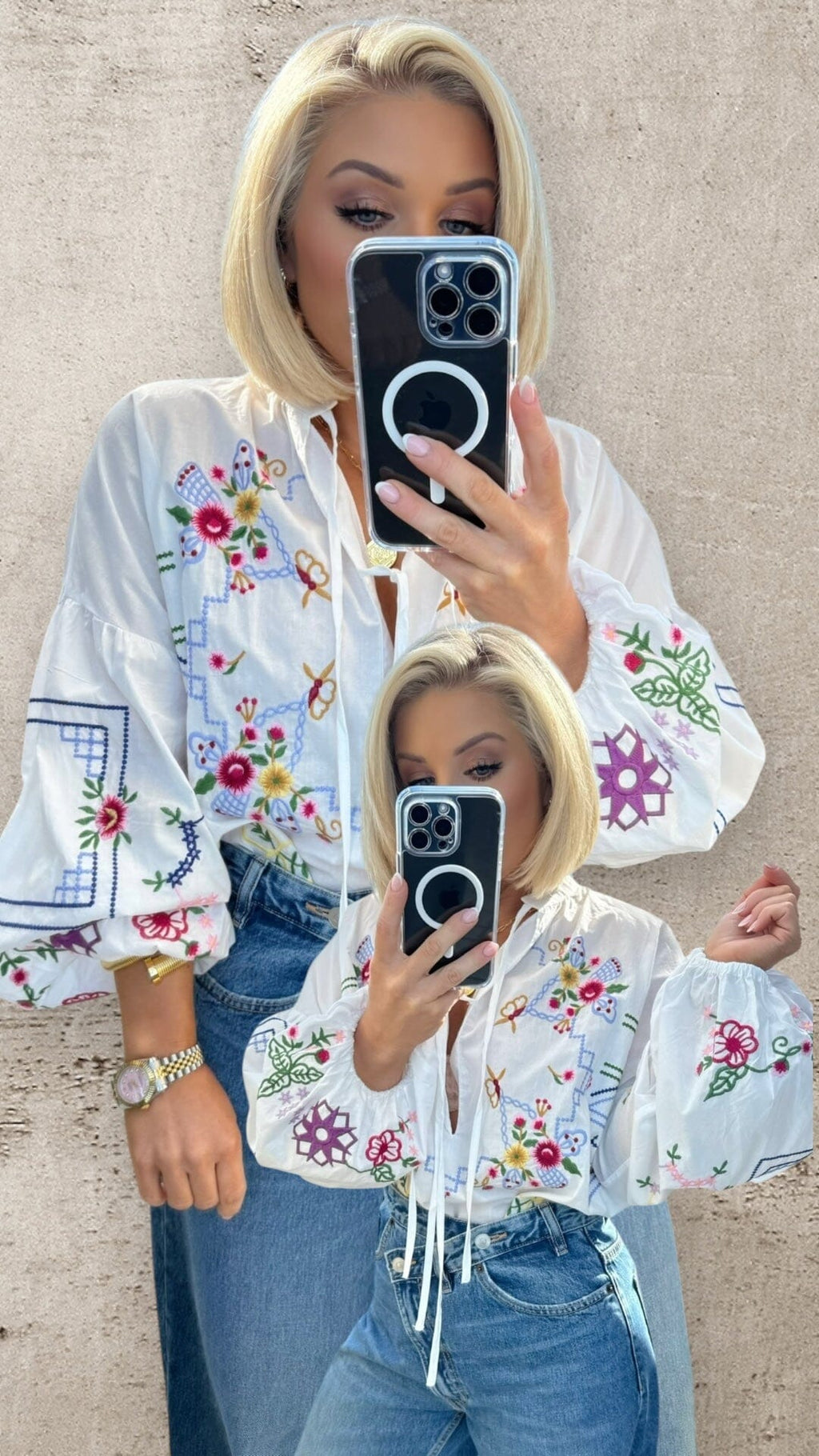 BOHO BLOOM EMBROIDERED SHIRT Coco Boutique 