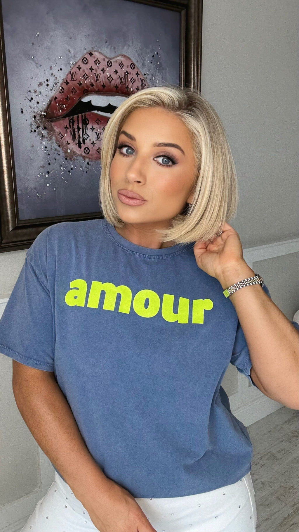 THE AMOUR TEE - BLUE Tops & Jumpers Coco Boutique 