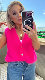 NEON LUXE KNIT GILET - NEON PINK Gilet Coco Boutique 