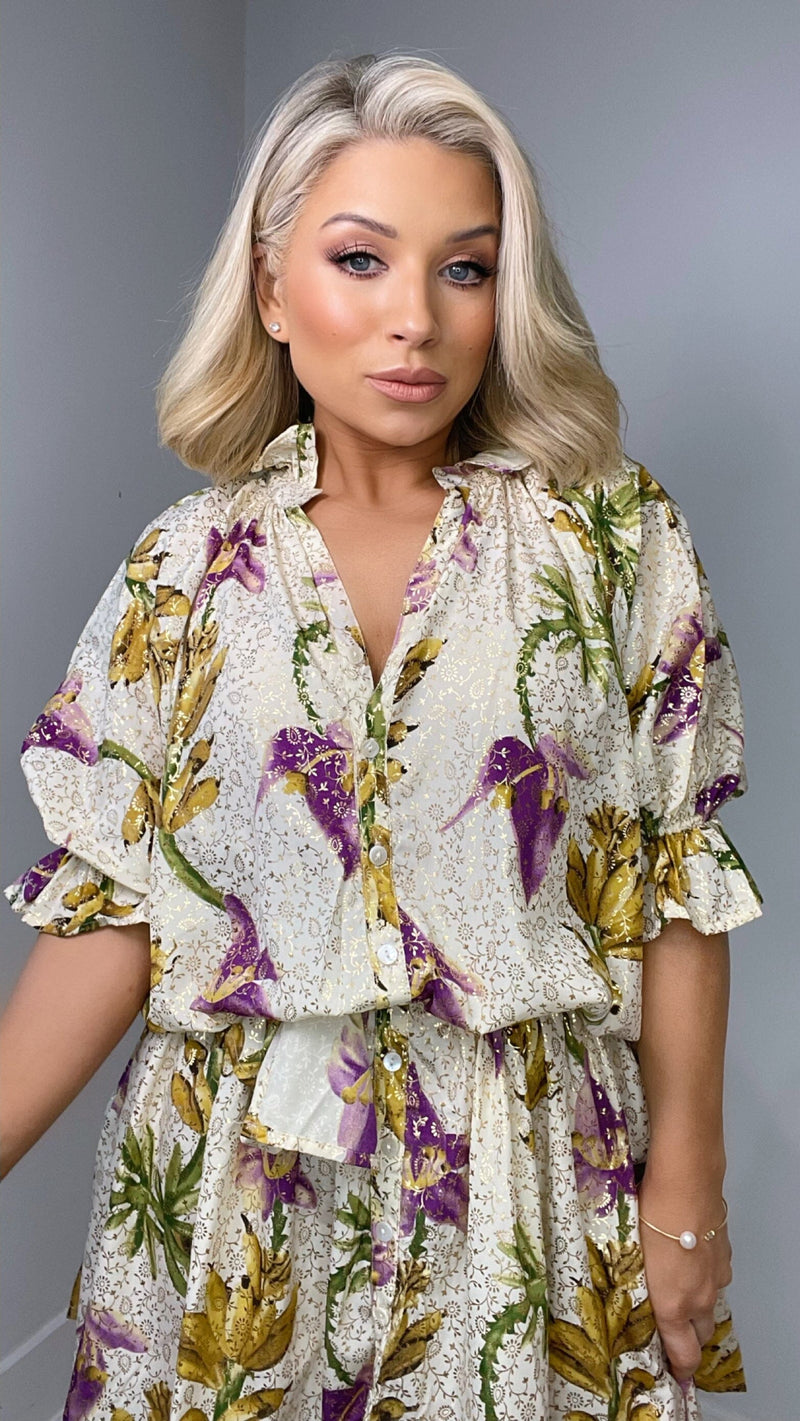 JULES TROPICAL PRINTED DRESS - MULTICOLOUR Dresses Purple Queen 