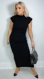 WINTER RIBBED KNIT MIDI DRESS- BLACK Coco Boutique 
