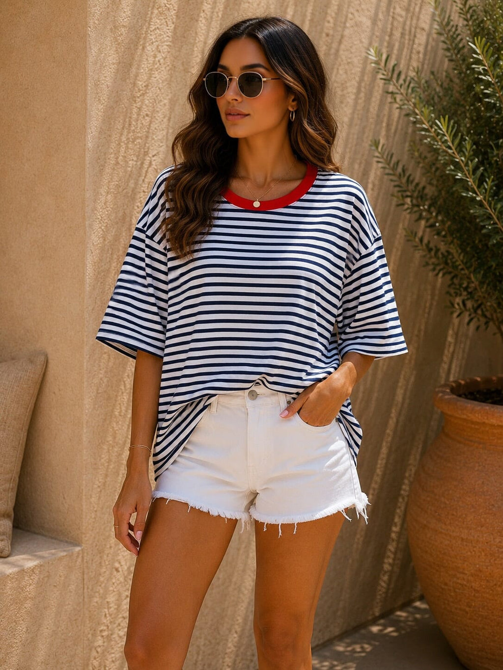 THE HEARTBREAKER STRIPE TEE - NAVY Coats & Blazers Avril Vin 
