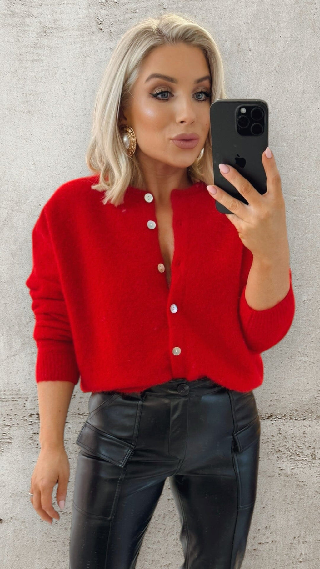 THE ESSIE CARDIGAN - CLASSIC RED Knitwear Mayeli 