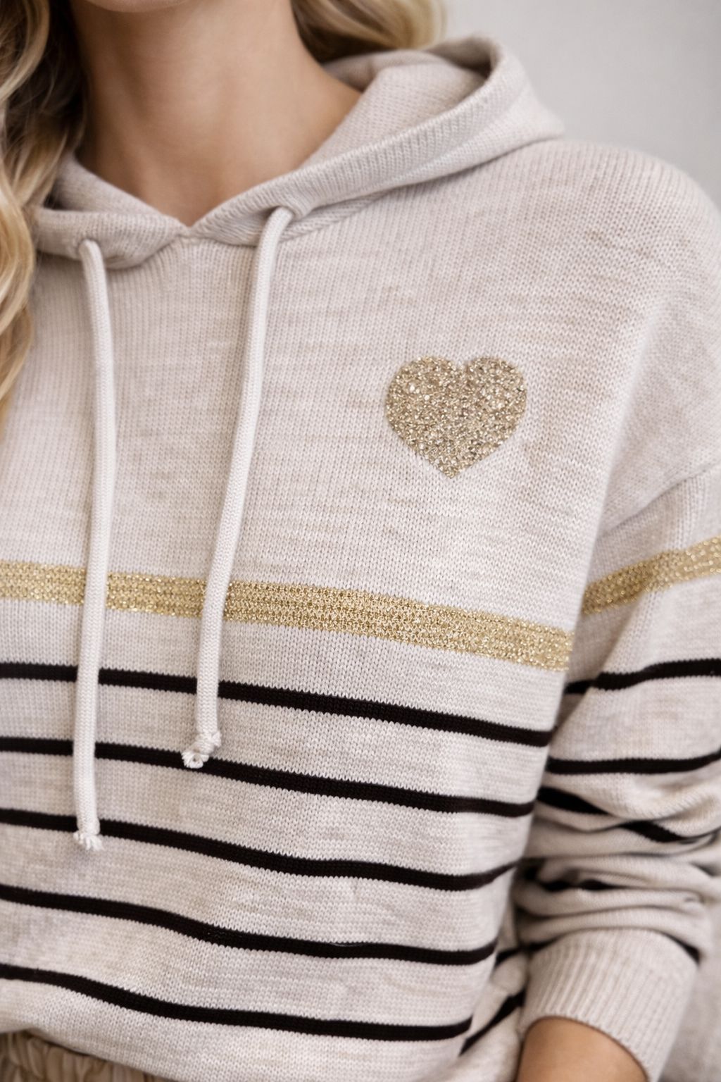 THE ROSALIE LUXE HOODED KNIT - BEIGE Knitwear Gigi Lu 