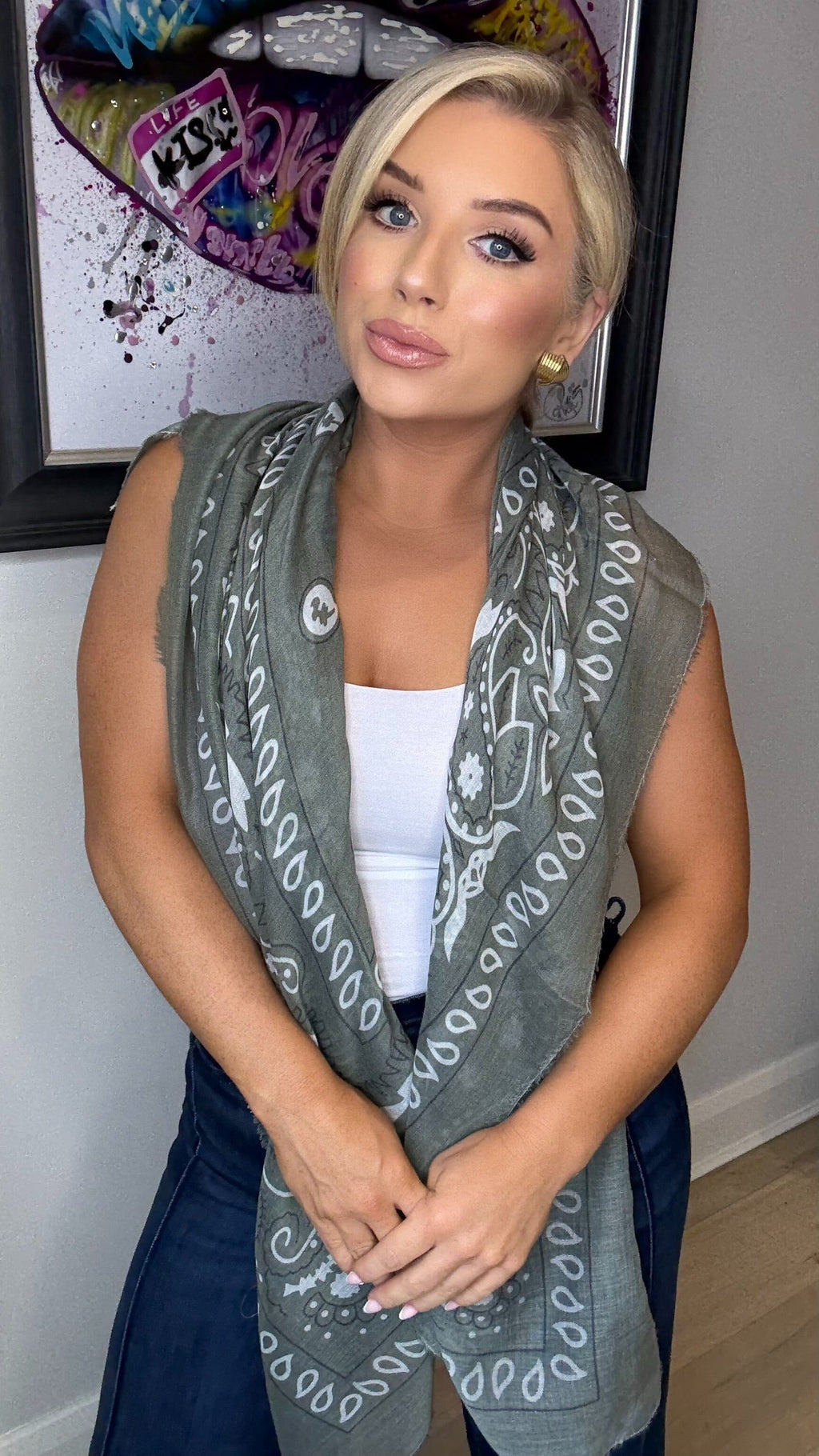 THE PAISLEY SCARF - KHAKI Jewellery & Accessories Coco Accessories 