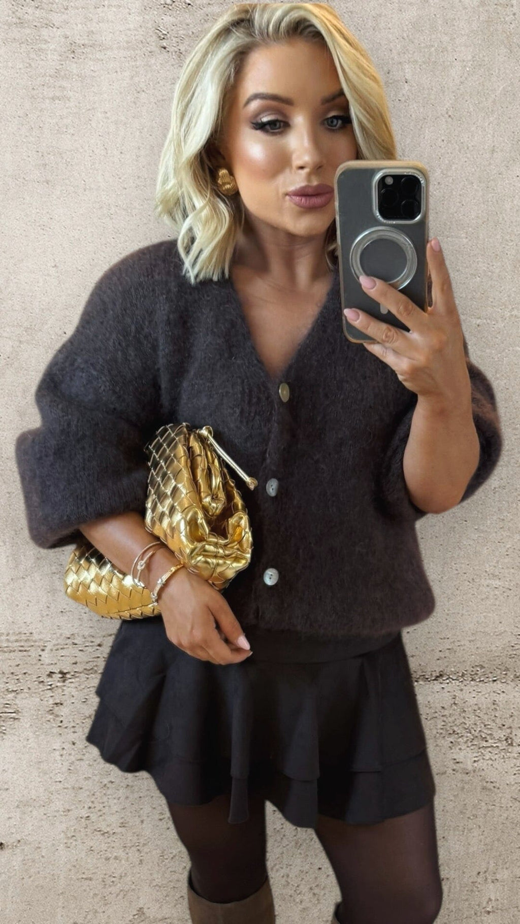 AMELIÉ KID MOHAIR CARDIGAN - CHOCOLATE Knitwear Neline 