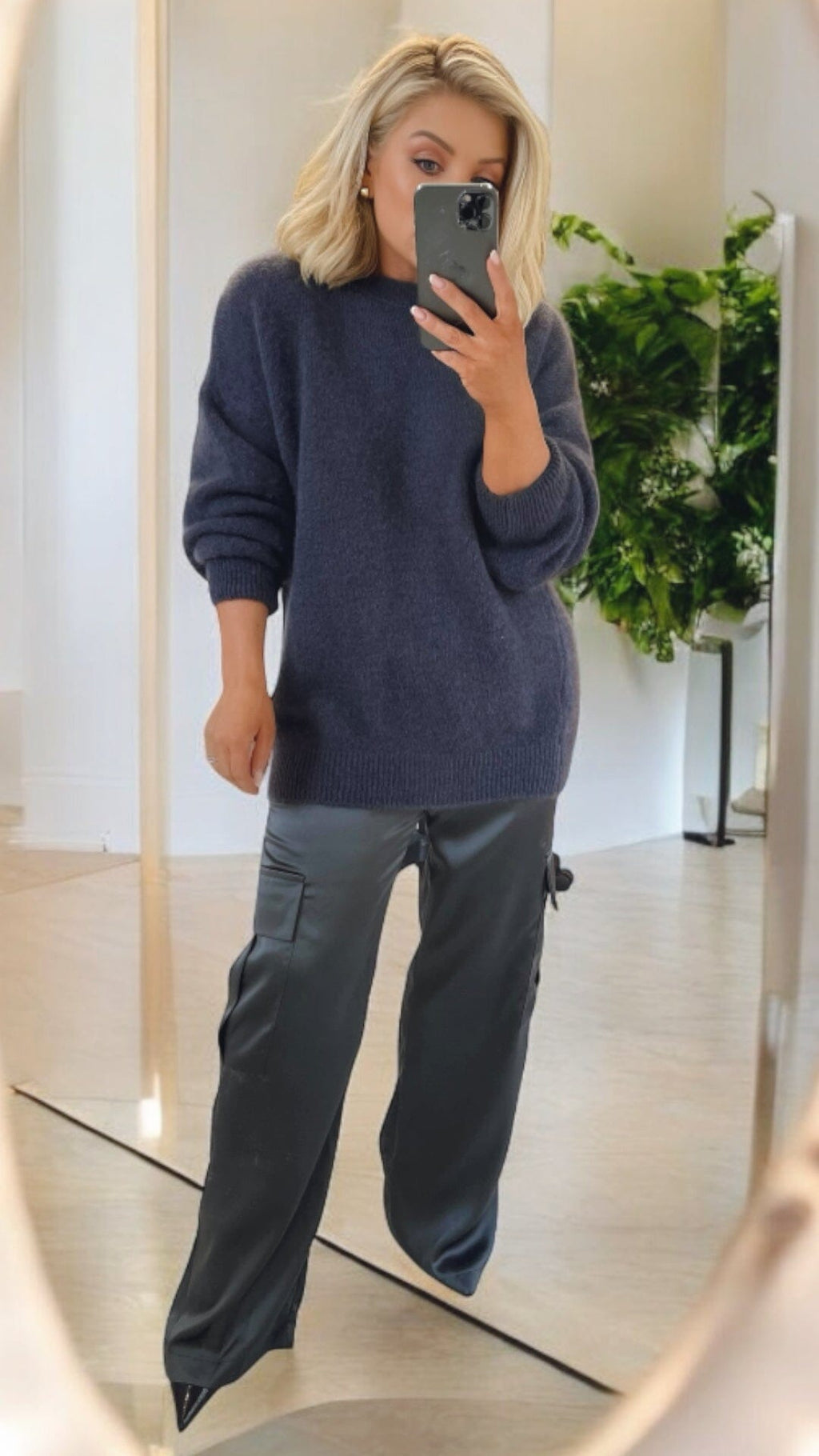 CALLIE SILKY TROUSERS - CHARCOAL GREY Bottoms, Jeans & Skirts Minueto 
