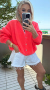 THE DAHLIA CARDI - NEON CORAL Knitwear Coco Boutique 